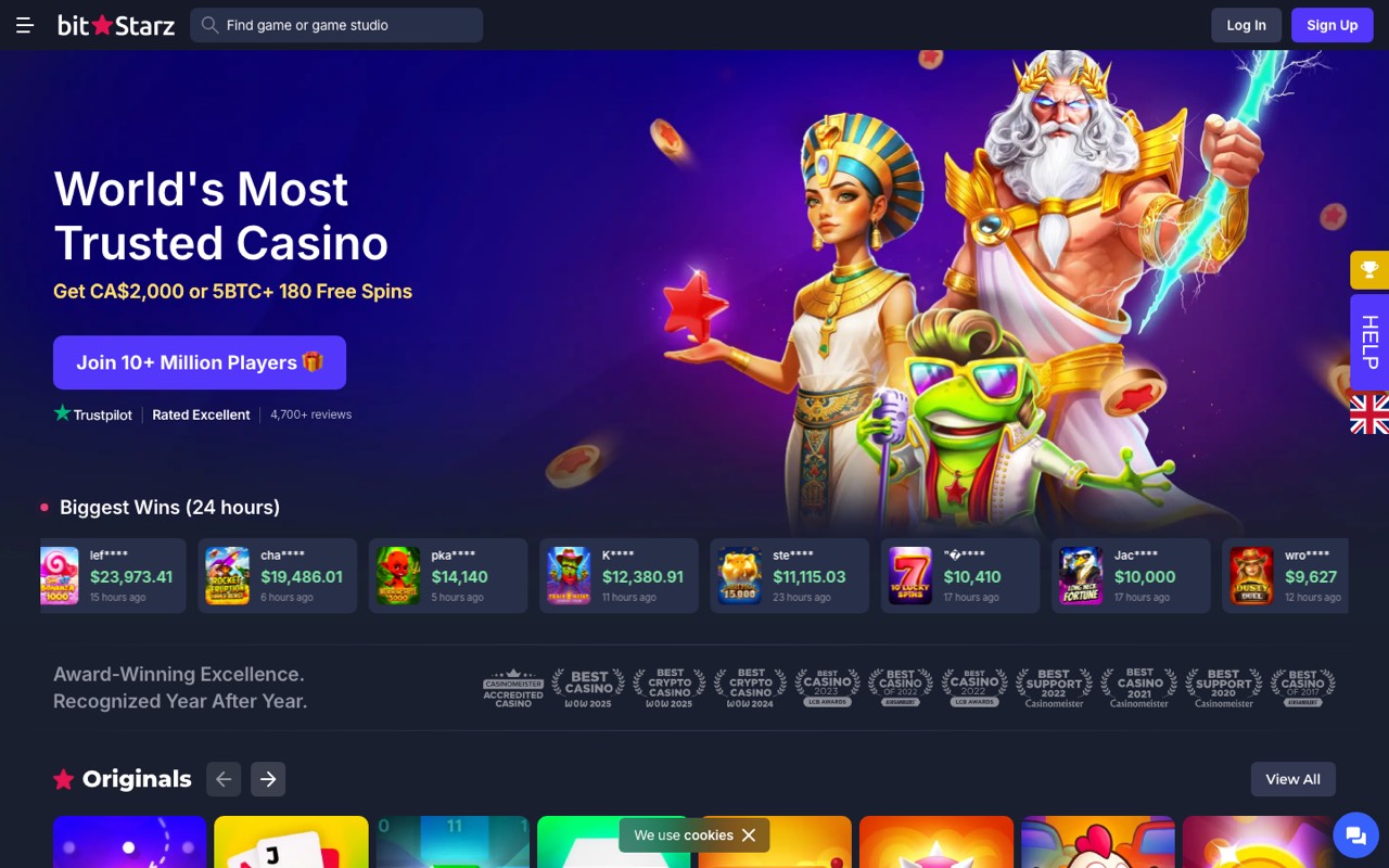 BitStarz casino homepage, a crypto casino whose withdrawals typically reach player wallets in about ten minutes